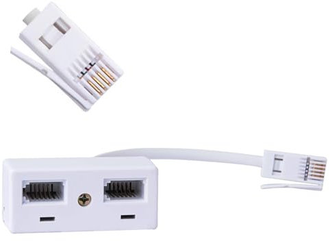 Telephone Splitter, 2 Way BT Phone Adapter, UK Telephone RJ11 BT Plug to 2 Female Socket Extender, Double Phone Socket Adaptor for UK Landline, FAX, Modem
