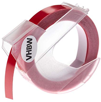 vhbw 3D Prägeband-Schriftband-Kassette Ersatz für Dymo 0898120, S0898120, 520101 für Etiketten-Drucker 3m x 9mm Weiß auf Dunkelrosa