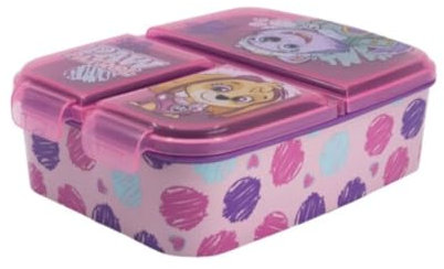 My sweety pop Brotdose – Lunchbox – für Kinder – Krippe – Kindergarten – Schule – Urlaub – Mahlzeit – 19,5 cm – Geschenkidee – 3 Fächer – Paw Patrol – Rosa – für Mädchen