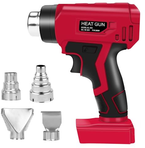 Pistola ad aria calda senza fili, compatibile con batteria Milwaukee M18 da 18 V, max. 430 ℃ Pistola termica senza fili con 4 ugelli per sverniciatura, tubi di piegatura, fai da te (senza batteria)