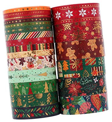 VILLCASE 21rollen Weihnachtsklebeband Journaling-klebeband mit Weihnachtsmotiven Selbstklebendes Washi-tape für Diy-dekorationen und Notizbuch-verzierungen