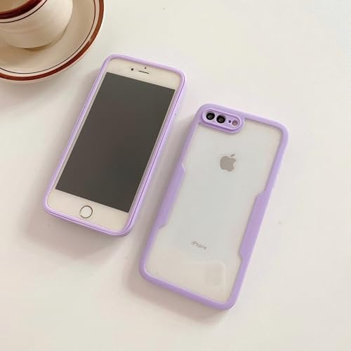 Draamvol for iPhone SE 2022/ iPhone SE 2020 Case Built-in Screen Protector Clear Silicone Bumper Cover Shockproof 360°Full Body Drop Protection Transparent Cover for iPhone 7/ iPhone 8 Case, Purple