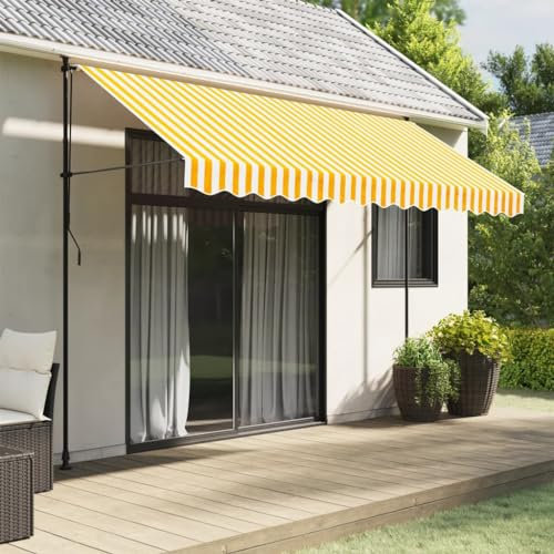 XGWKCNV Lawn & Garden Ersatzstoff für Markisenvolant gelb und weiß gestreift 3,5 m Outdoor Living