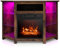 TANGZON Fireplace Corner TV Stand with 19” Electric Fire, Electric Entertainment Center with Adjustable Glass Shelves, TV Console with Remote Control, Thermostat, Overheat Protection (Rustic Brown)