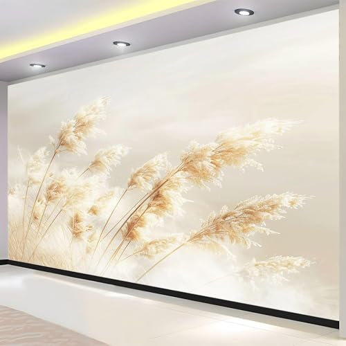 Vlies Fototapete Schilf 3D Effekt 150x105 Verwelktes Grasmuster Foto Tapete Schlafzimmer Wohnzimmer Moderne XL Wandtapete Vliestapete Fototapeten Poster Wand Dekoration a.681