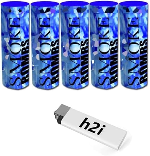 h2i Rauch Vulkan Fontäne | 5 Stück | Blau | 40 sek | Smoke Tube Rauchfackel Rauchtopf Rauchgenerator Rauchbombe mit dichtem kräftigem Rauch |B7| Ganzjahresfeuerwerk Kat T1/F1