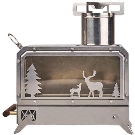 Camping-Holzofen, Holzöfen - Edelstahl-Heiz-Campingkocher | Faltbarer Heiz-Campingkocher, transparenter Hot-Zelt-Holzofen mit Kamin zum Heizen und Kochen