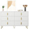 KecDuey Kommode 120 x 40 x 77cm,Elegantes Sideboard mit modernem Design, Kommode und viel Stauraum, goldene Griffe (Weiß + Gold)
