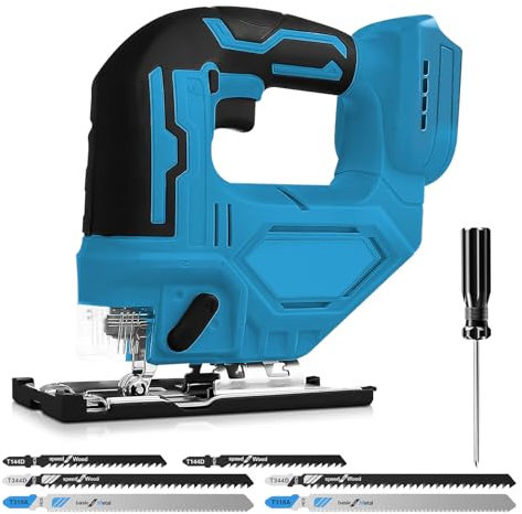 Cordless Jig Saw for DEWALT, Electric Jigsaw Cut Off Tool 400W 2700RPM Jig Saw 45° Beveled Cutting 3 Orbital Setting with 6 with Replacement Blades for Metal PVC Plywood PVC (for MAKITA)