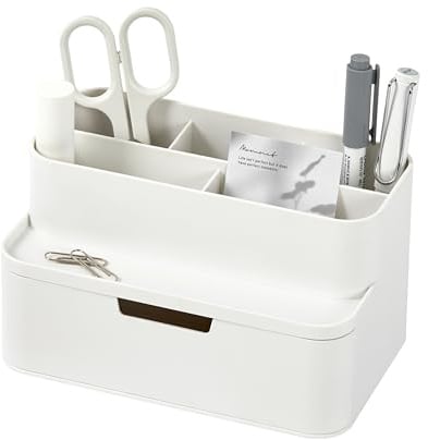 BLUE GINKGO Kompakter Schreibtisch-Organizer – kleine 5 Fächer, halbe Schublade – Stifthalter, Schreibwaren-Organizer für Schreibtisch, Schminktisch, Regal (hergestellt in Korea, Weiß)