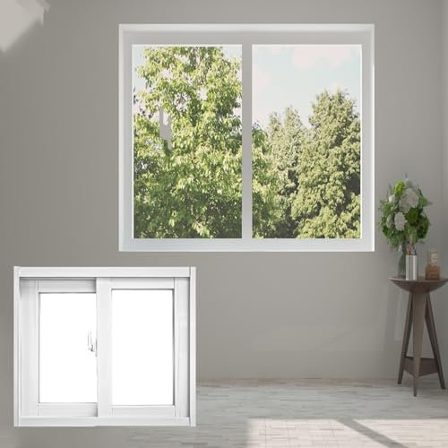 Minglez Kellerfenster Spielhaus-Landschaftsfenster mit Weißem Aluminiumrahmen, Dekoratives Eingelassenes Oberlicht mit Schrauben, Transparentes Glaslüftungsfenster für Scheunen(60x80cm/23.5x31.5in)