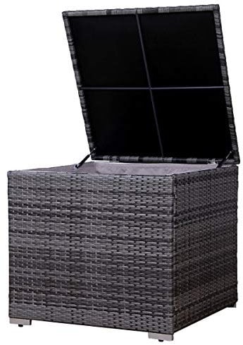 SVITA Auflagenbox Polyrattan Gartenbox Erweiterung Box Lugano California Grau