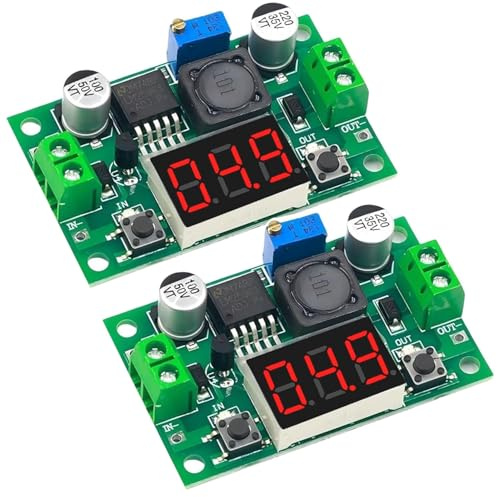 RUNCCI-YUN 2Stück Einstellbares DC Step Down Netzteil Converter,4-40V Eingang auf 1.25-37V Ausgang Spannungsregler mit LED Voltmeter for DIY Arduino