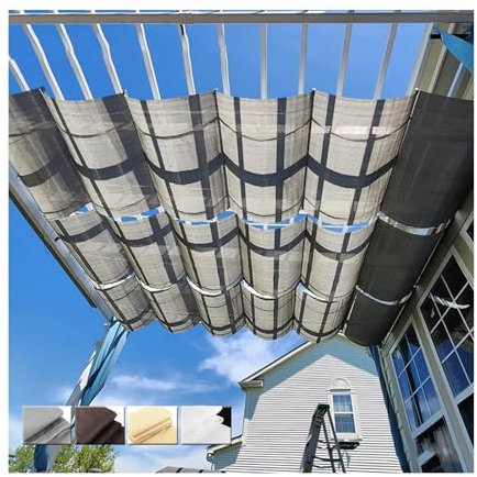 Toldo retráctil personalizable para jardín, pérgola, techo, red de protección de ventilación, 3 x 4 m (ancho x largo x largo)
