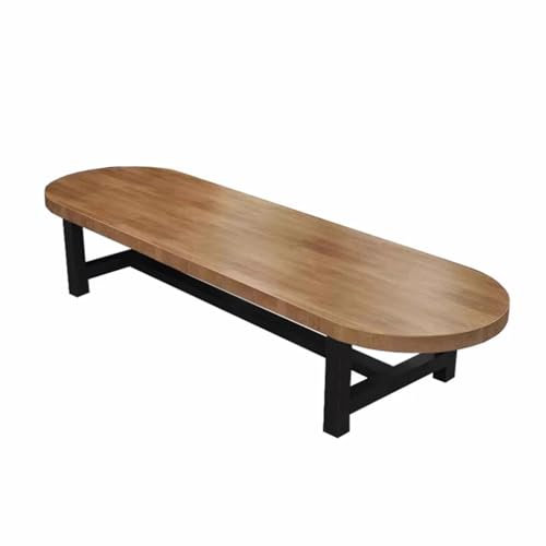 Mesa Reuniones Ovalada de Madera Maciza para 6-10 Personas, Estructura Metálica Resistente, Fácil de Montar, Diseño Compacto, Mesa Larga para Oficina en Casa/Sala de Reuniones(140x70x75cm/55x28x30in)