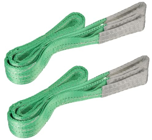 2 Pack 2M Heavy Duty Lifting Sling Strap,Strop Polyester Webbing Sling | 4409lbs Lifting Strap Max,Breaking Strength 8818lbs,Working Charge 3527lbs,Green