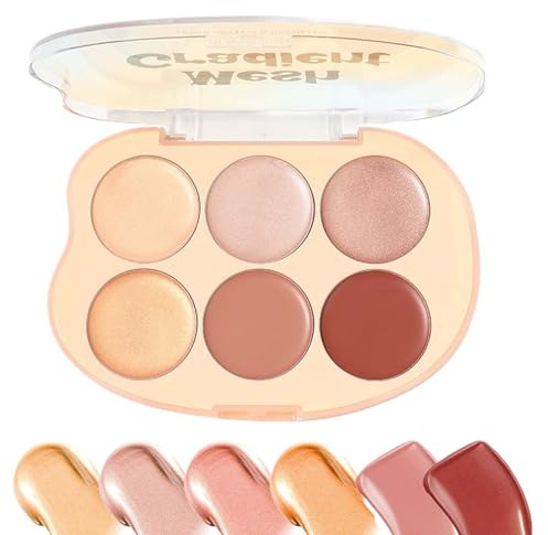 Dtaigou Palette Blush e Illuminante | 6 Colori Palette Contouring,Cosmetici Crema Impermeabili a Lunga Tenuta per Donne e Ragazze