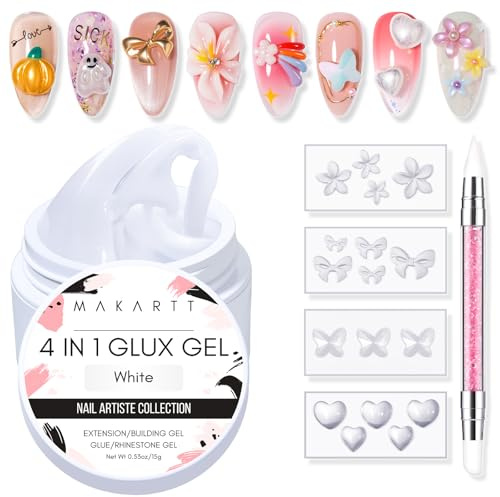 Makartt Builder Gel For Nails: 4 in 1 Nail Gel for Extension, 3D Sculpting, Nail Builder & Strengthening - UV Hard Gel for Acrylic Manicure Designs, Charms & Rhinestones - UV/LED Lamp Required