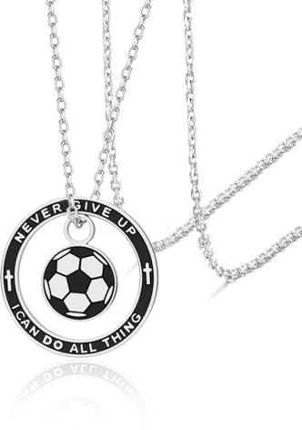 VASSAGO Fußball-/Basketball-Halskette mit Aufschrift Never Give Up I Can Do All Things motivierend inspirierend Sport Schmuck Geschenke für Männer und Frauen
