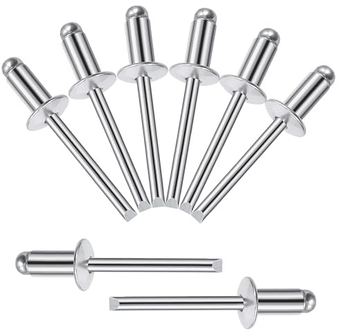 Songella Rivets Aveugles en Aluminium de 6.4 x 12 mm Rivet Pop à Extrémité Ouverte avec Poignée en Aluminium et Mandrin en Acier Lot de 60 (Argenté)