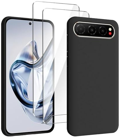 HuiYouMY Funda para ZTE Nubia Air (6.78), 1 Negro Funda et 2 Piezas Protector de Pantalla, Black Silicona TPU Anti-Choque Carcasa Protectora