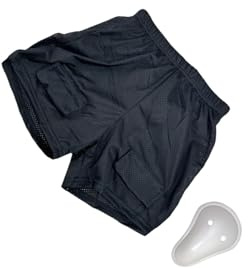 wisoolkic Lockere Hockey Shorts für Herren, professionelle Jock Hose für Fußball, Baseball, Football, M mit Schrittschale, mit Schrittschale, L