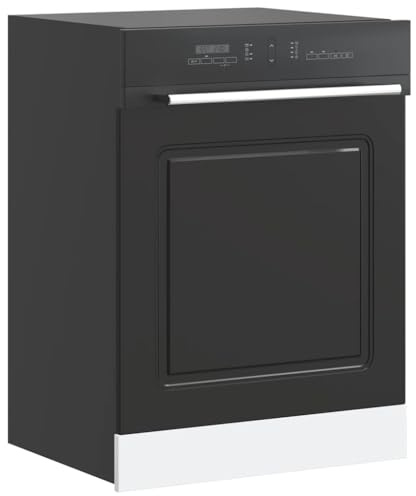 MNISDFL Kalmar Panneau de lave-vaisselle Noir 60 x 1,5 x 67 cm Panneau avant en matériau dérivé du bois Protection de cuisine