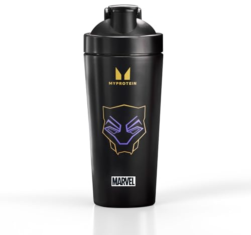 Myprotein Eiweiß Shaker 750ml - Black Panther/Edelstahl, mit gemischter Kugel - Fitness-Shaker, ergonomisch & nachhaltig, klümpchenfreie Shakes, leicht & robust, ideal für Proteinpulver