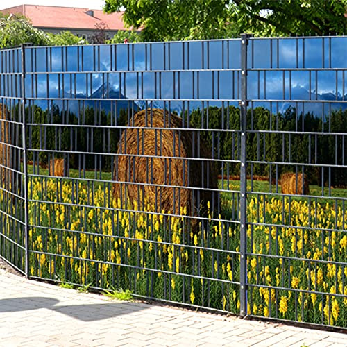 PerfectHD Zaunsichtschutz - Motiv Bergwelt Heuballen - Sichtschutz für den Garten - 2,50 x 1,80 x 0,19 m - 9 Streifen - 30 Varianten