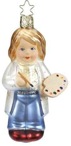 Inge-glas - Christbaumschmuck, Baumschmuck - Ich mal dir was, Maler - Höhe: 11 cm - mundgeblasen