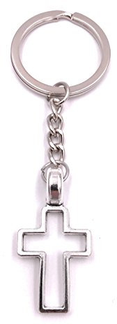 H-Customs Kreuz Christi Jesus Schlüsselanhänger Anhänger Silber aus Metall