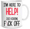 Funny Mugs I'm Here to Help Just Kidding Fuck Off Work Mug Office Mug Colleague Coworker Banter Humour Rude Profanity Gift Coffee WSDMUG1499