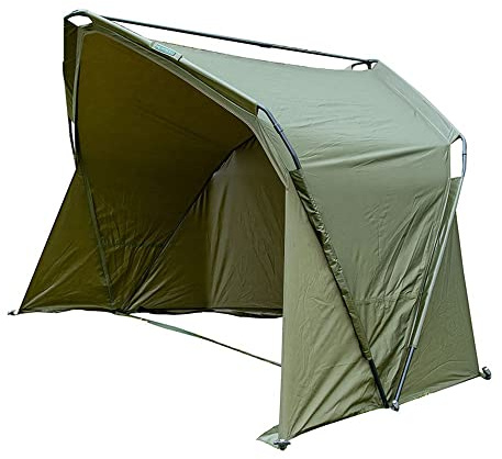 Korum Day Shelter Lite - Tragbarer, freistehender Unterstand - Grün - Schutz vor den Elementen mit integriertem Schirm und flacher Rückenlehne - Bivvy - Zelt - Angeln, Camping, Outdoor-Aktivitäten