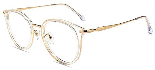 Firmoo Blaulifilter Computer Brille ohne Sehstärke für Damen Herren Große Runde UV400 Blaulicht Schutzbrille Transparent