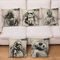 ZHAOCC Kissenbezug 5-teiliges Set Leinen Kissenbezug Star Wars Printing Square Lattice Home Decoration 45X45Cm
