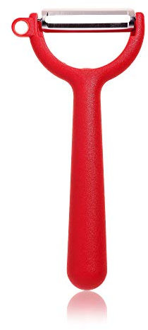 Kochblume Original Sparschäler | Y-Schäler glatt, Universalschäler, Edelstahl, spülmaschienengeeignet, in der bunten Box (rot)