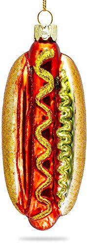 SIKORA BS468 Hotdog Christbaumschmuck Glas Figur Weihnachtsbaum Anhänger
