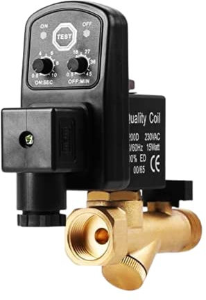 Válvula de drenaje, válvula de drenaje temporizada electrónica automática G1/2 DN15 para la gestión del condensado del compresor de aire(230V)