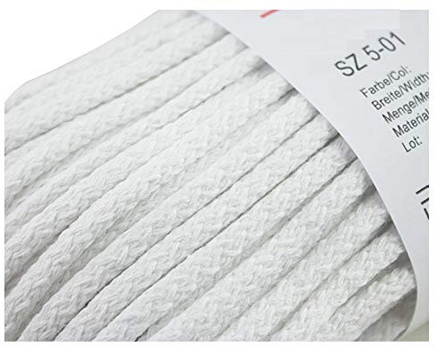 Cordoncino di cotone macramè, 5 mm, corda di cotone, 100% cotone (bianco)