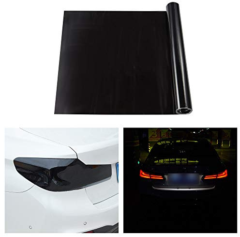 TOMALL 78.7''x12'' Dark Black Vinyl Film for Car Headlight Taillight Fog Lights Tint Self Adhesive Decals Sports Modification Car Stickers (Dark Black)