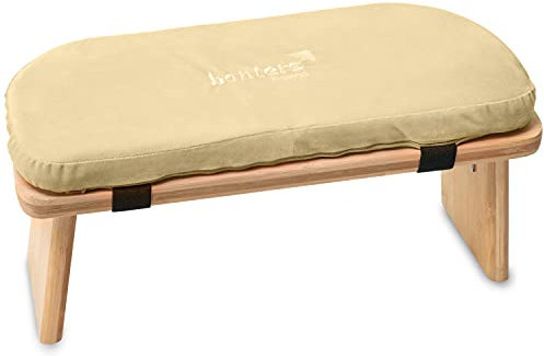 banters Panca da Meditazione - Realizzato in Solido bambù - Sgabello da Yoga Pieghevole con Cuscino, Beige