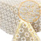 Tischdecke abwaschbar Wachstuch Lace Vinyl Häkel Spitze Optik 180 x 138cm Blumen Gold abwischbar