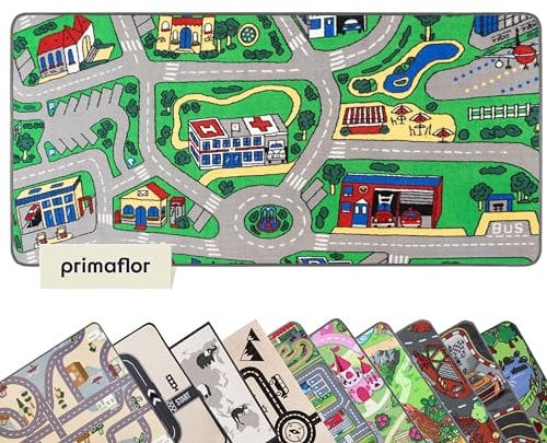 Primaflor Spielteppich mit City-Design - Spielteppich für Kinder 200 x 300 cm - pflegeleichter Kinderteppich mit Straßen