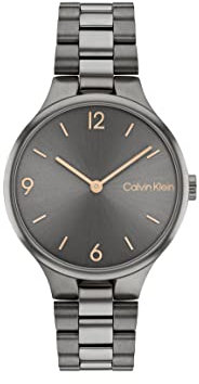 Calvin Klein Analog Quarzuhr für Damen mit Graues Edelstahlarmband - 25200130