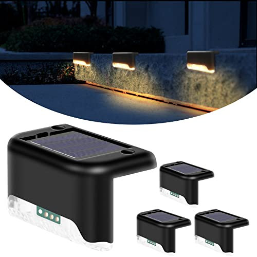 Afaneep Solarlampen für Außen Garten, 4 Stück Wasserdichte Solar Lampe für Garten Dekoration Solar Zaunbeleuchtung, LED Gartenlampen Solarleuchten für Hof, Garten, Stufen und Treppen - LED Warmweiß