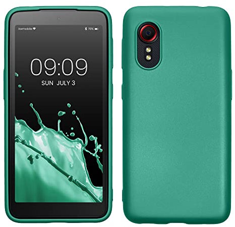 kwmobile Case kompatibel mit Samsung Galaxy Xcover 5 Hülle - Schutzhülle aus Silikon metallisch schimmernd - Handyhülle Metallic Dunkelgrün