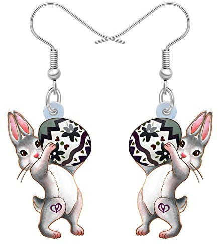 DOWAY Cute Ostereier Kaninchen Ohrringe Acryl Osterhase Dangle Schmuck Geschenke für Damen Mädchen lustig Ostern Deko (Wolke)
