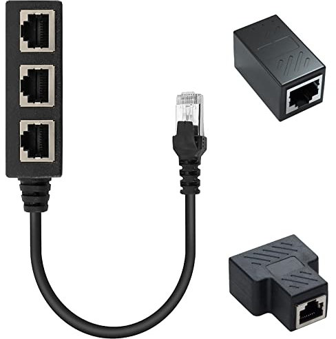 OHSN Lan Splitter 1 auf 3 Lan Verteiler 1 auf 2 Adapter Ethernet Lan Kabel Adapter 1 zu 2 Rj45 Netzwerk Verbinder Mehrfachstecker Netzwerkkabel y Port Erweiterung Ethernet Cat5, Cat6, Cat7