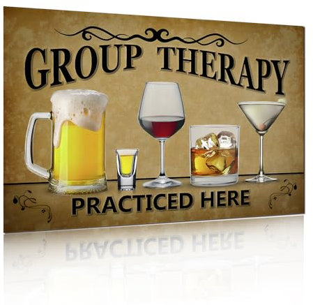 Gruppe Therapy Practiced Here, Retro Blechschilder Vintage Dekor für Club Bar und Häuser, 20cm x 30cm, Retro-Stil Metall Wand Kunstdruck, Gruppe Therapie praktiziert hier (2304)