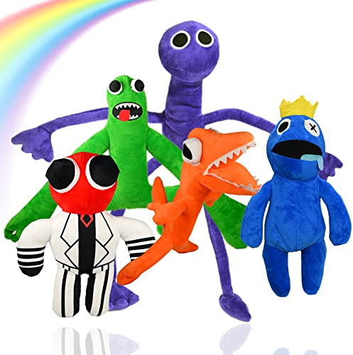 wiztex Rain Bow Friends Kuscheltiere - Animierte Stuffed Animals - Waschbares Kopfkissen Plüschtiere - Hacki Backi Plush Toys Geschenk für Halloween und Weihnachten (5er Set)